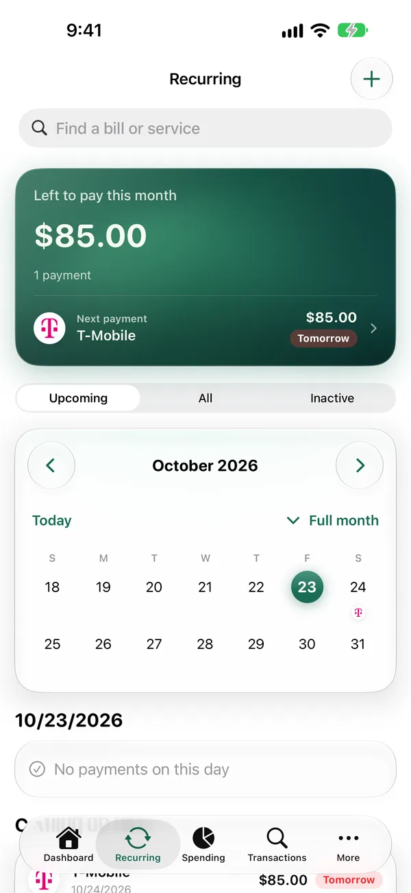 Calendario de pagos recurrentes