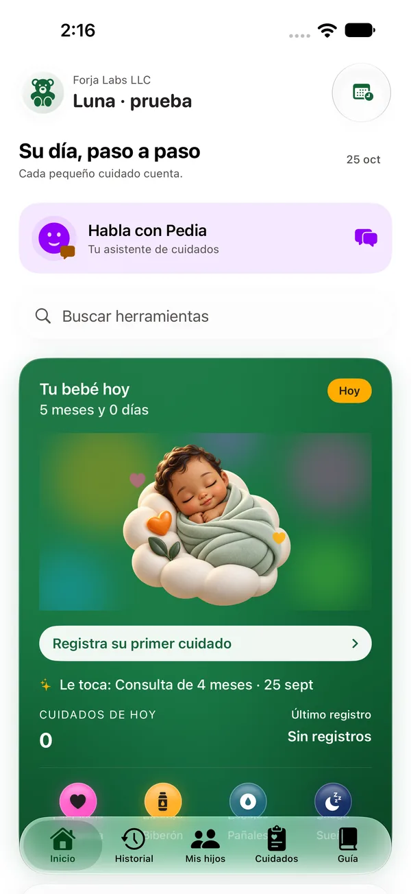 Inicio de PediaInfo: tu bebé hoy